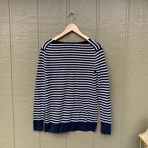 GAP Women's V Neck Sweater XS Striped Blue White - Picture 6 of 6